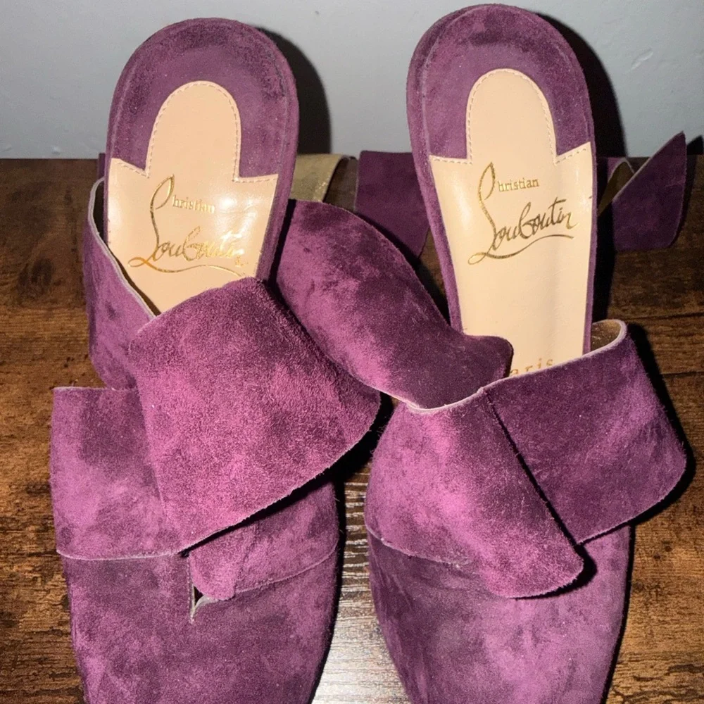 Christian Louboutin Purple Plum Suede Heels Pointed Toe Size 36 - Picture 2 of 8